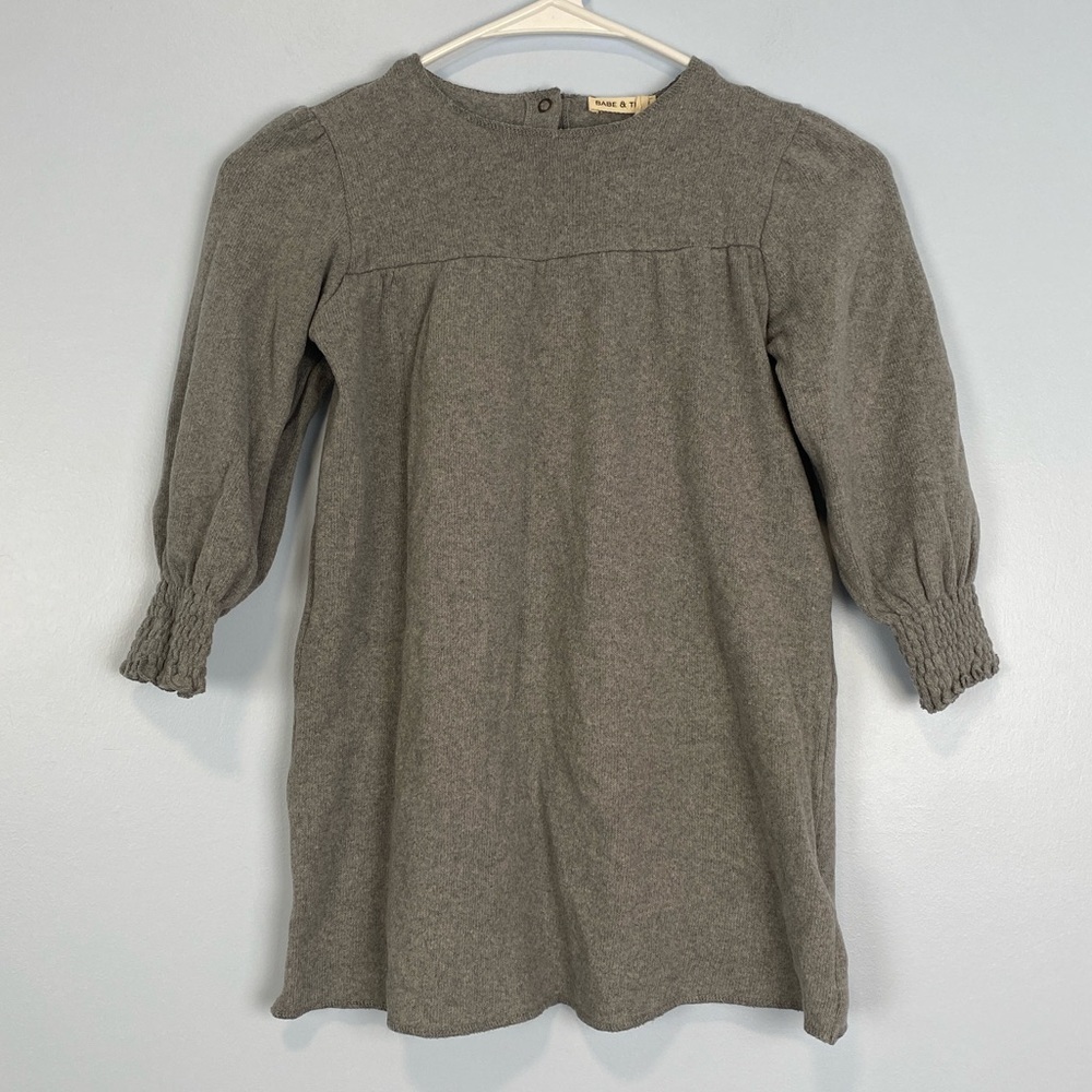 Babe and‎ Tess Cotton Blend Knit Dress Gray Sz 5 Casual Capsule Neutral Basic